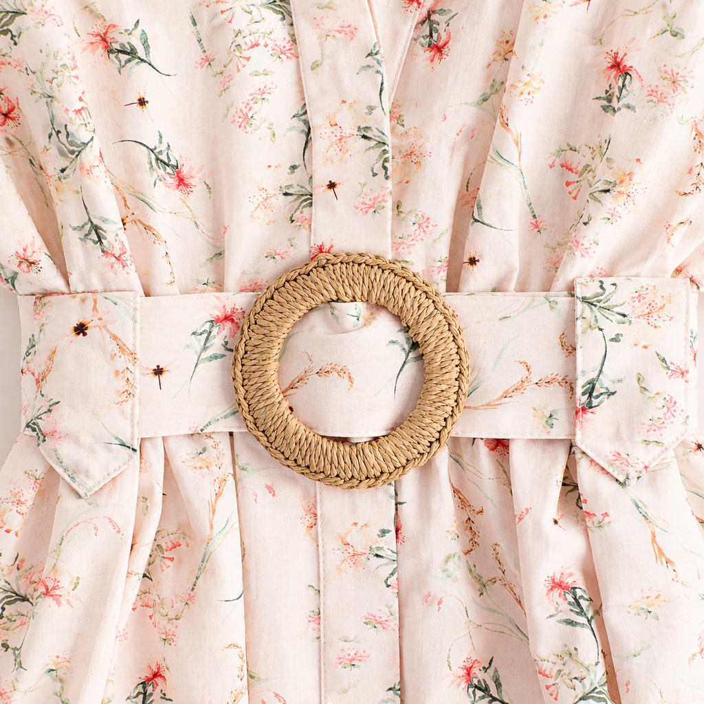 Floral Cotton Poplin Belted Midi Dress