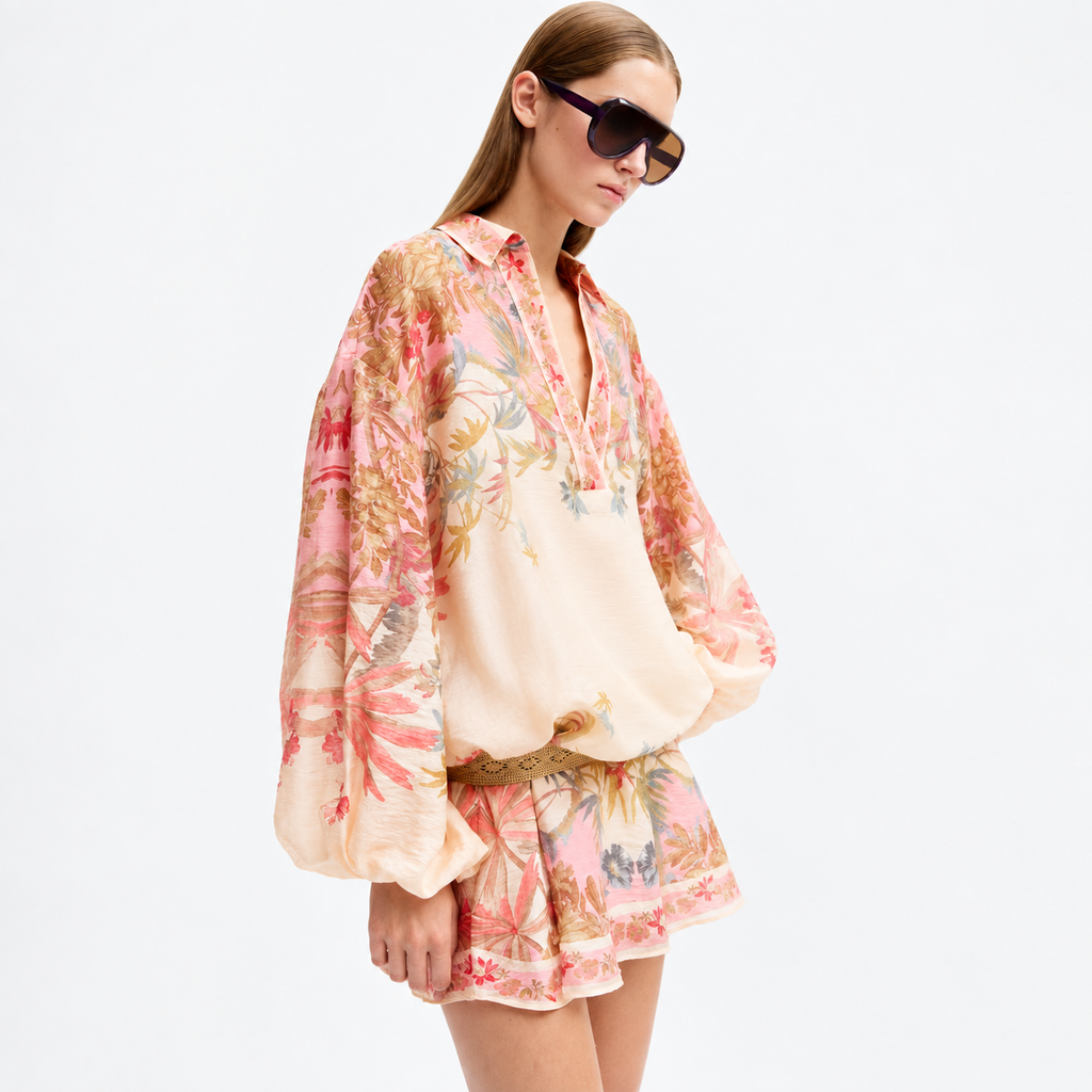 Linen-Blend Tunic Top